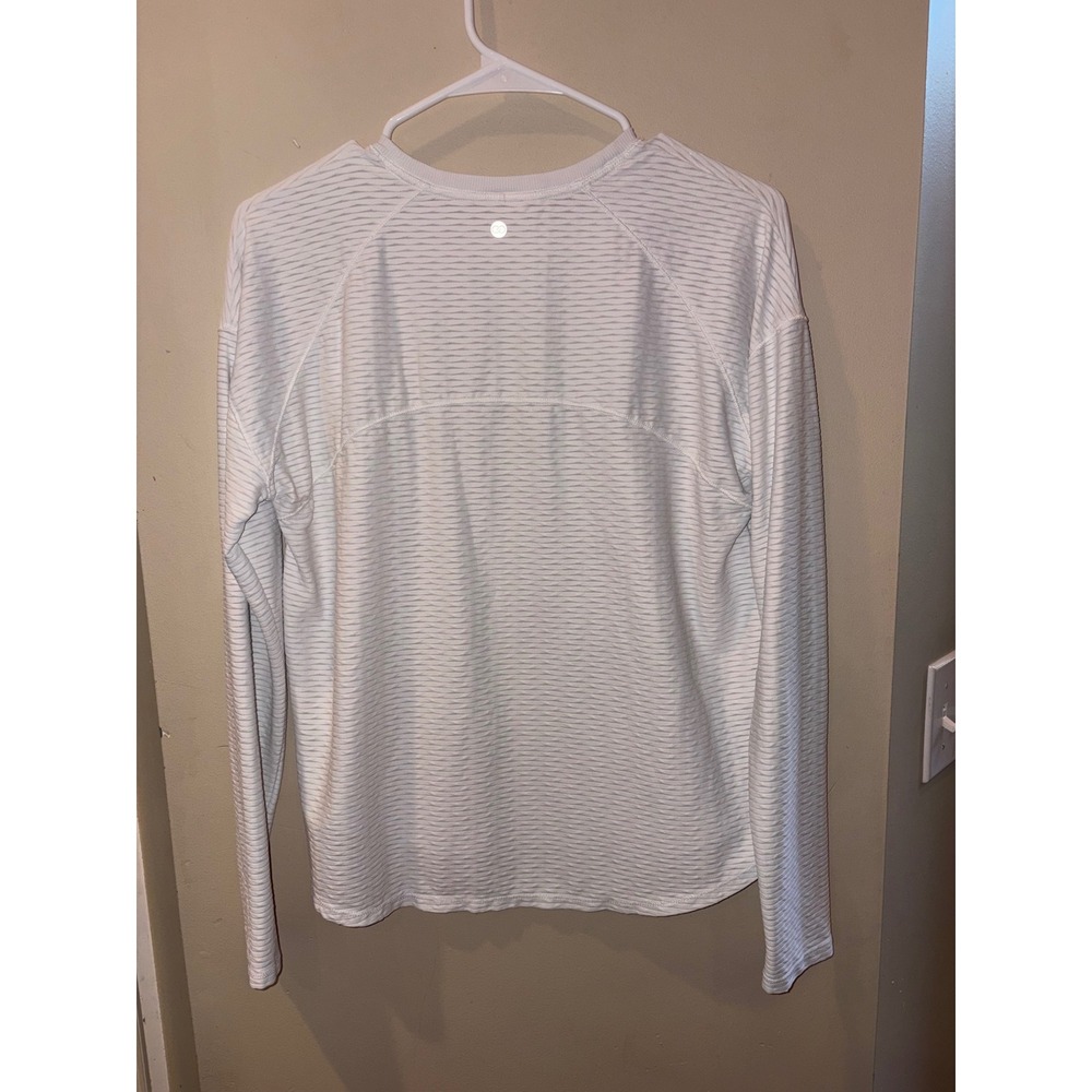 Women's CALIA Textured Ripple Long Sleeve Athletic Top Crew Neck High-Low Hem  L